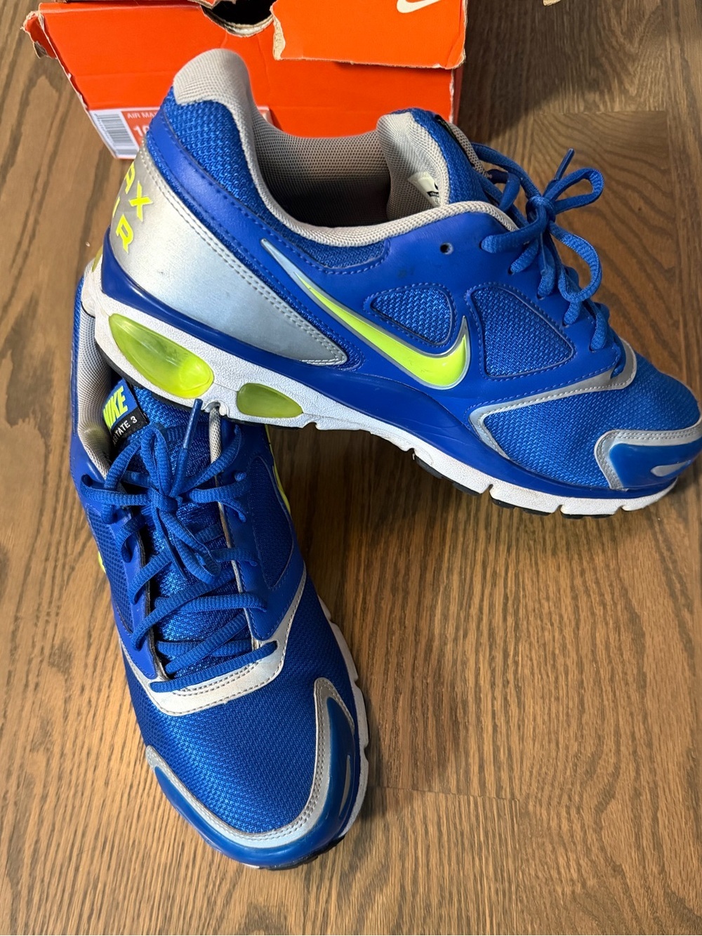 Nike Blue and Neon Yellow Men's Running Shoes